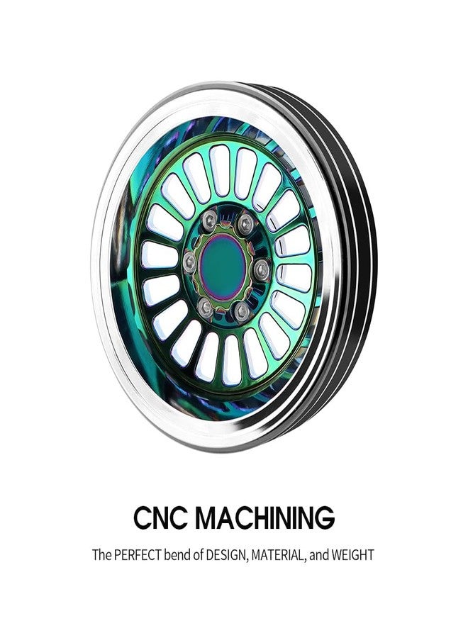GLOBACT Turbine 1.9 Beadlock Wheel Rim Deep Dish Offset -10mm Aluminum Wheel Set for 1/10 SCX10 TRX4 VS4-10 Gen8 RC Crawler Upgrade (Green) - Image 4
